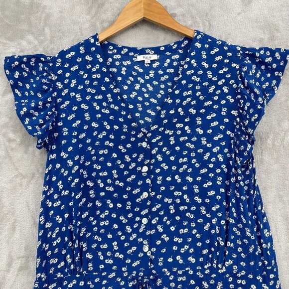 Rails Chloe Romper Floating Daisy Cobalt Flutter Sleeve Short Suit - Picture 2 of 13